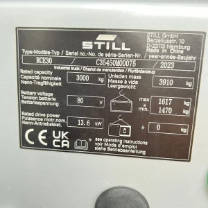 2023 STILL RCE30 Electric Forklift 4700mm Lift for Sale (10)