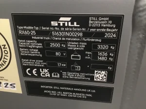 2024 STILL RX60 25 4 Wheel Electric Forklift 4590mm Lift for Sale (3)