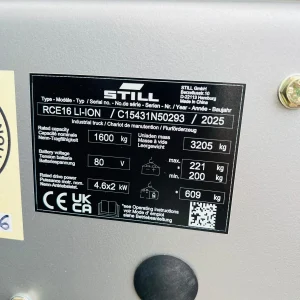 New STILL RCE16 Lithium Forklift – 4850mm Lift For Sale (10)